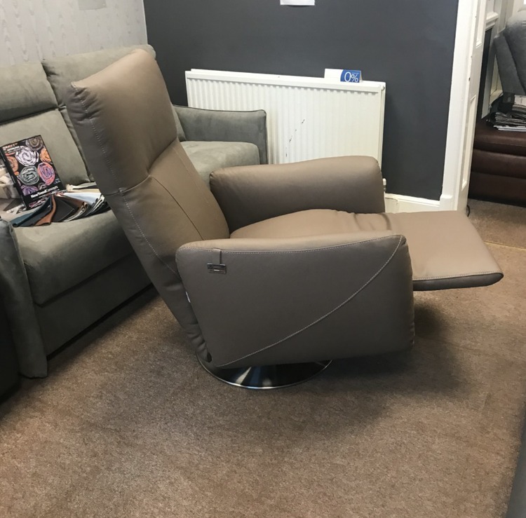 Leather swivel power recliner chair