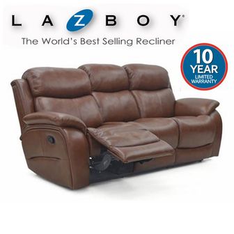Lazboy Ely Power Leather Recliner 3 seater