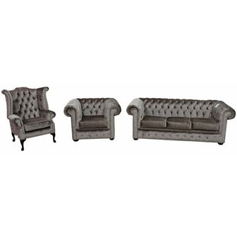 Chesterfield Fabric Suite Deal 3 seater and 2
