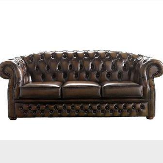Cheshire Leather Range 3 seater Chesterfield